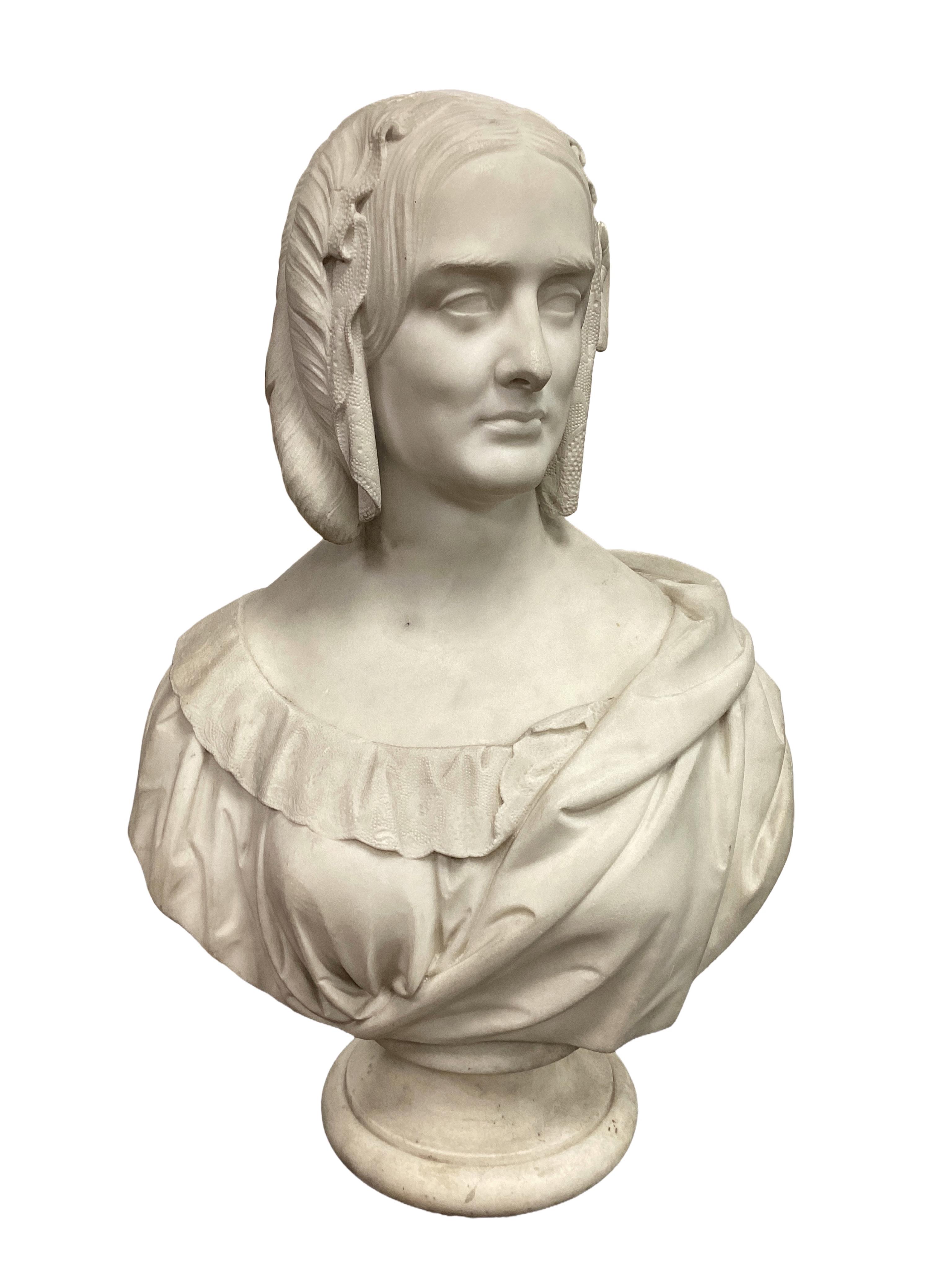 John Edward Jones (1806-1862). A life size marble bust of a lady, dated 1856